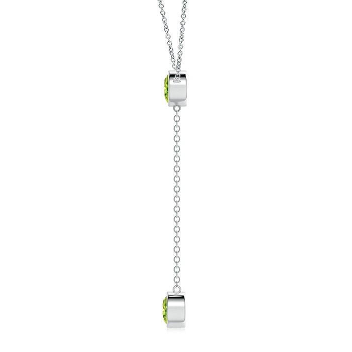 7mm AAA Bezel-Set Round Peridot Lariat Style Necklace in White Gold product image