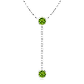 7mm AAAA Bezel-Set Round Peridot Lariat Style Necklace in P950 Platinum