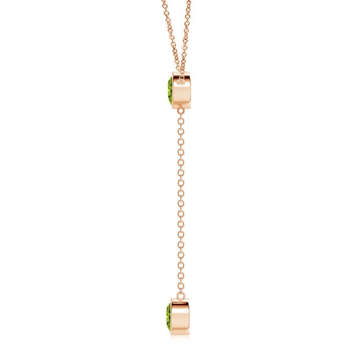 7mm AAAA Bezel-Set Round Peridot Lariat Style Necklace in Rose Gold product image