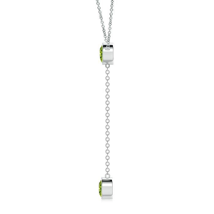 7mm AAAA Bezel-Set Round Peridot Lariat Style Necklace in White Gold - side 1