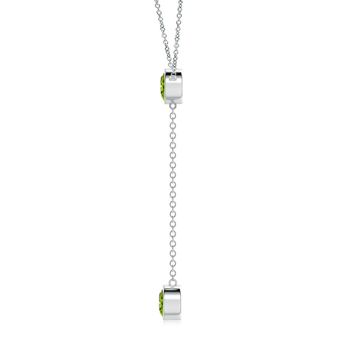 7mm AAAA Bezel-Set Round Peridot Lariat Style Necklace in White Gold product image