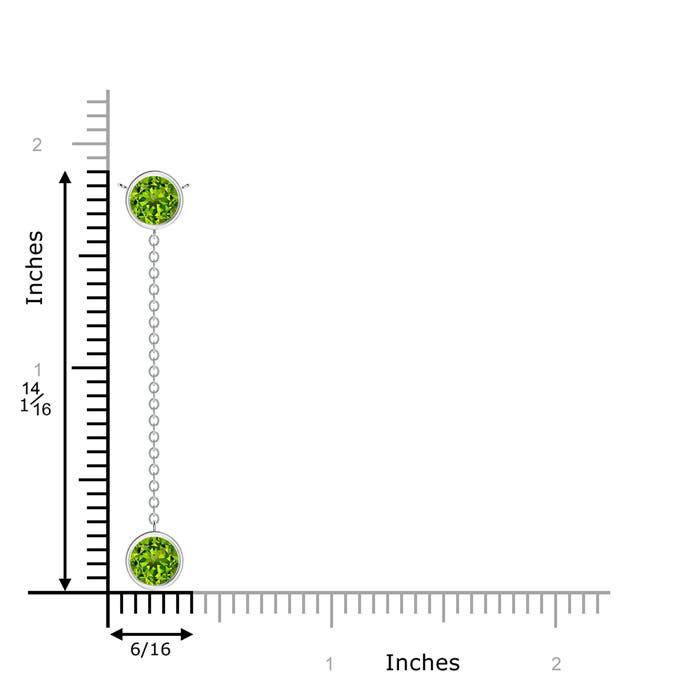 7mm AAAA Bezel-Set Round Peridot Lariat Style Necklace in White Gold - ruler