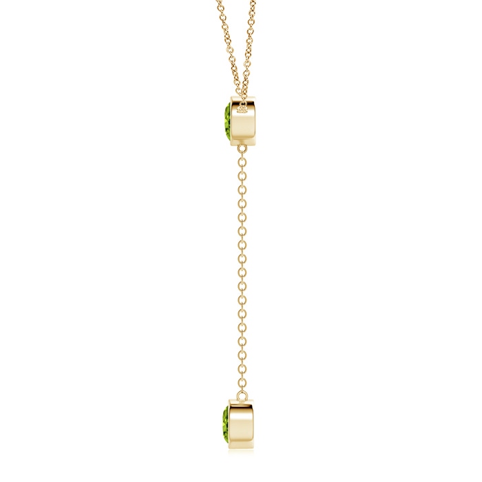 7mm AAAA Bezel-Set Round Peridot Lariat Style Necklace in Yellow Gold Product Image