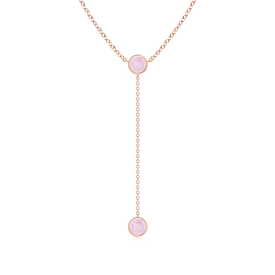 5mm AA Bezel-Set Round Rose Quartz Lariat Style Necklace in Rose Gold 