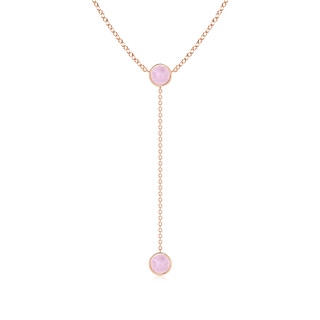 5mm AAA Bezel-Set Round Rose Quartz Lariat Style Necklace in Rose Gold