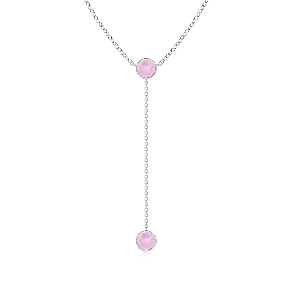 5mm AAAA Bezel-Set Round Rose Quartz Lariat Style Necklace in P950 Platinum