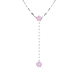 5mm AAAA Bezel-Set Round Rose Quartz Lariat Style Necklace in P950 Platinum