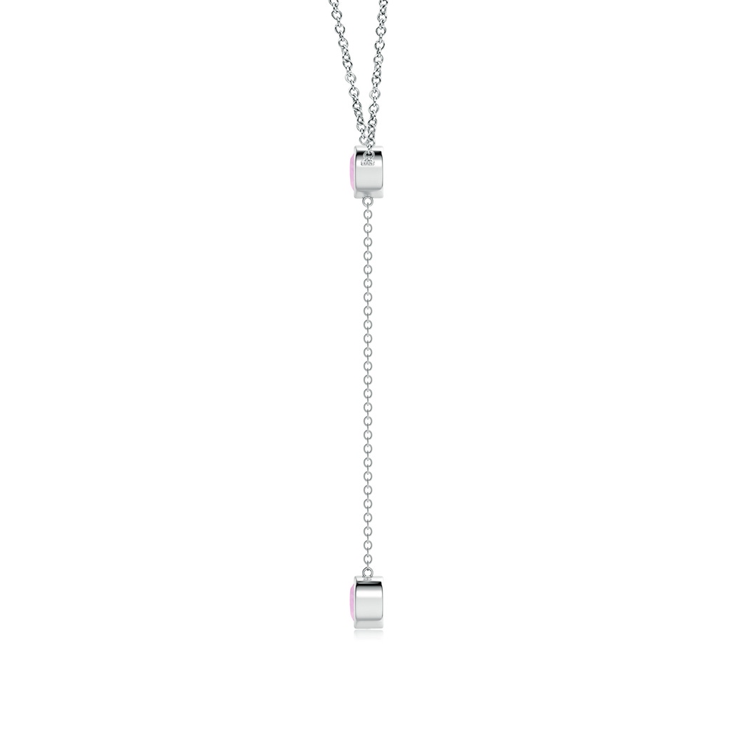 5mm AAAA Bezel-Set Round Rose Quartz Lariat Style Necklace in P950 Platinum - side 1