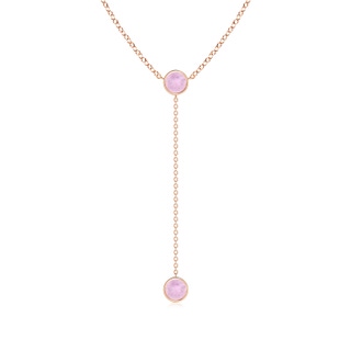 5mm AAAA Bezel-Set Round Rose Quartz Lariat Style Necklace in Rose Gold