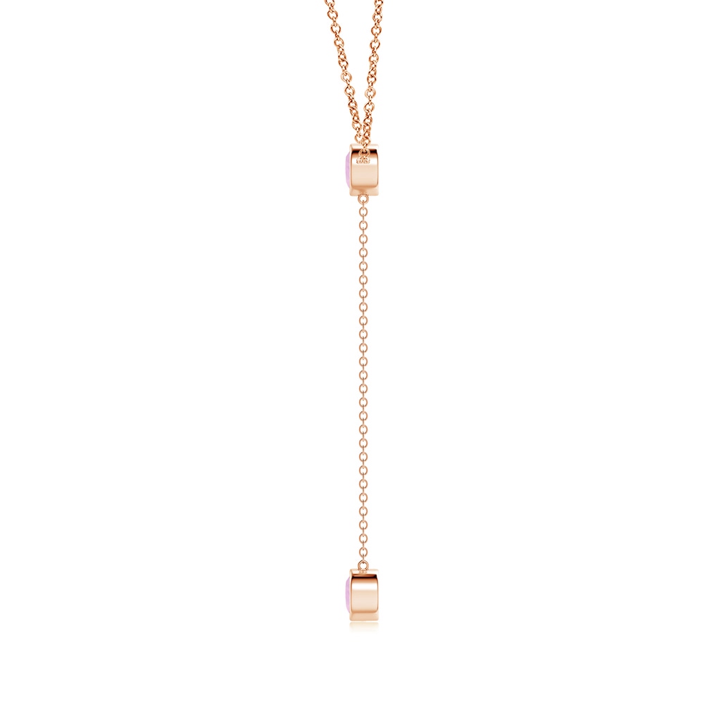 5mm AAAA Bezel-Set Round Rose Quartz Lariat Style Necklace in Rose Gold - side 1