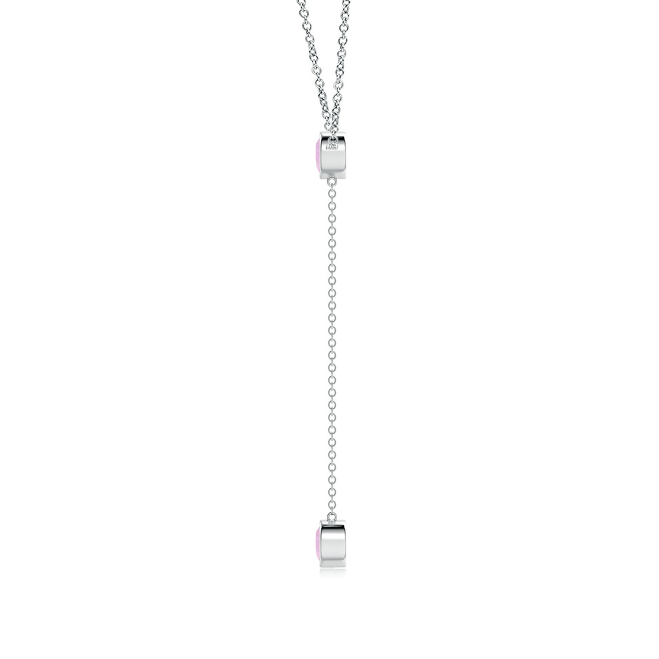 5mm AAAA Bezel-Set Round Rose Quartz Lariat Style Necklace in White Gold side 1
