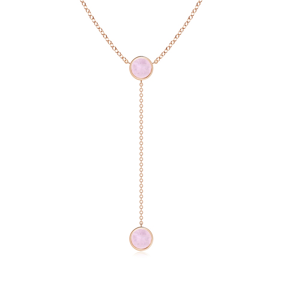 6mm AA Bezel-Set Round Rose Quartz Lariat Style Necklace in Rose Gold 