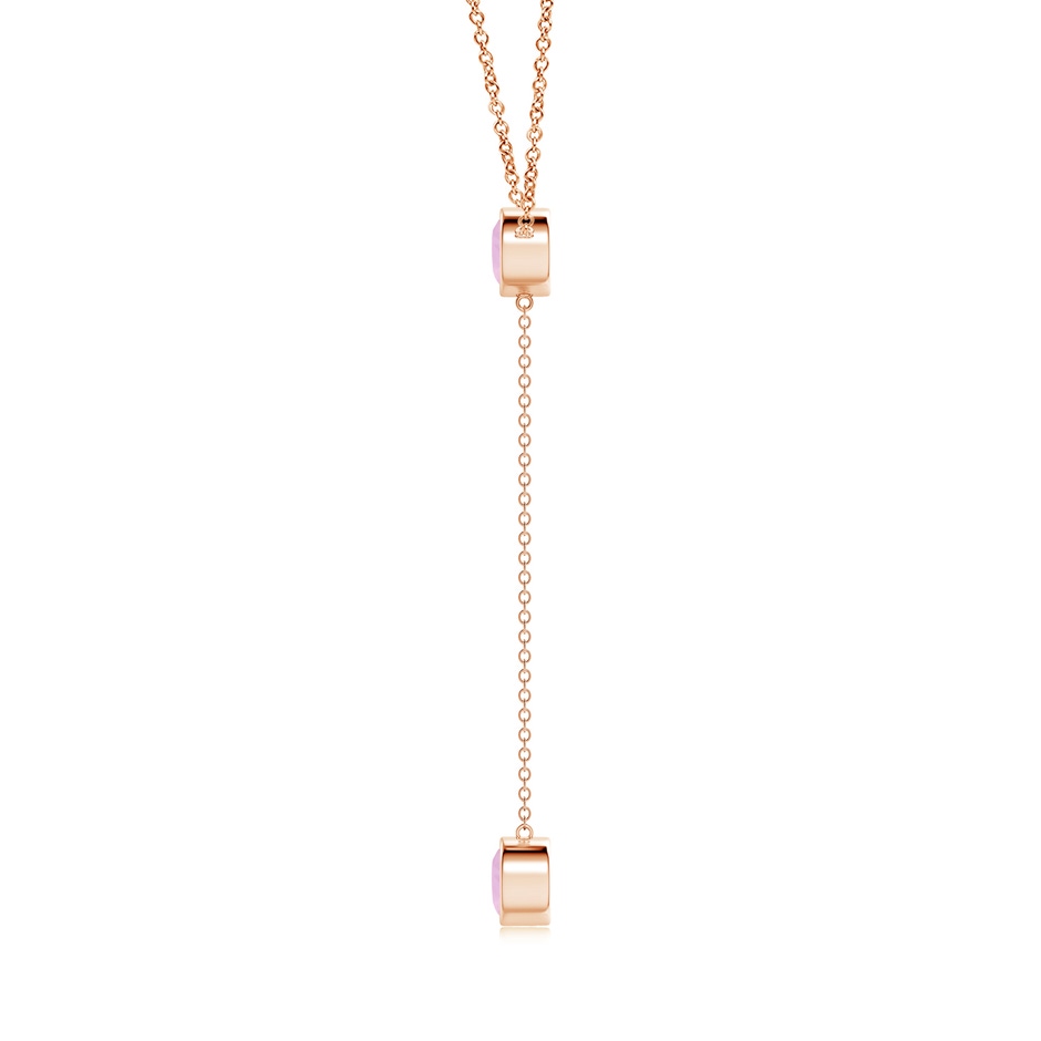 6mm AAAA Bezel-Set Round Rose Quartz Lariat Style Necklace in Rose Gold side 1