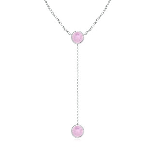 6mm AAAA Bezel-Set Round Rose Quartz Lariat Style Necklace in White Gold