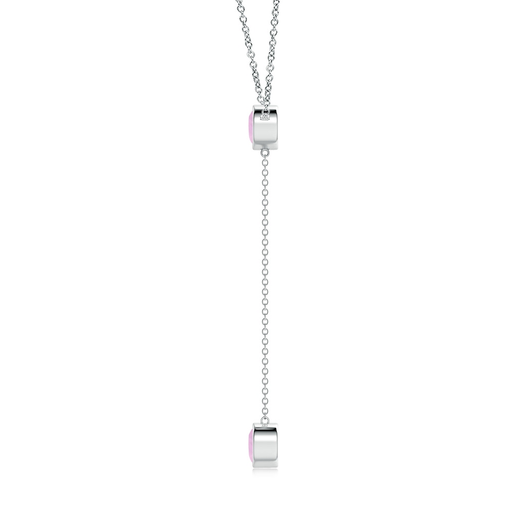 6mm AAAA Bezel-Set Round Rose Quartz Lariat Style Necklace in White Gold Side 1