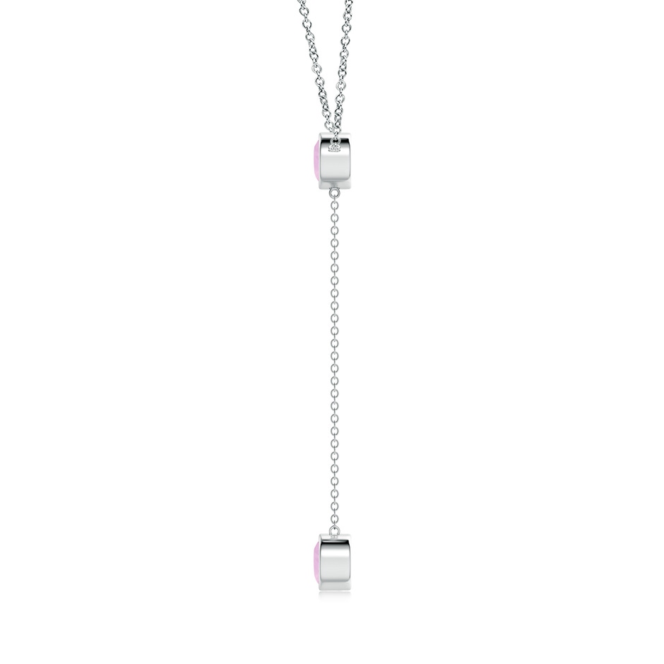 6mm AAAA Bezel-Set Round Rose Quartz Lariat Style Necklace in White Gold side 1