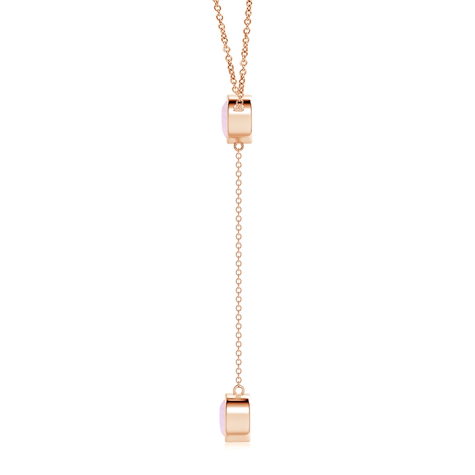 7mm AA Bezel-Set Round Rose Quartz Lariat Style Necklace in Rose Gold side 1
