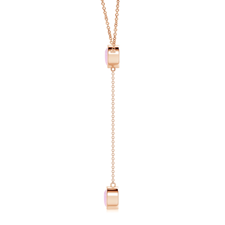 7mm AAA Bezel-Set Round Rose Quartz Lariat Style Necklace in Rose Gold side 1