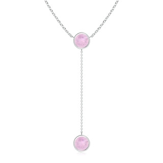 7mm AAAA Bezel-Set Round Rose Quartz Lariat Style Necklace in P950 Platinum