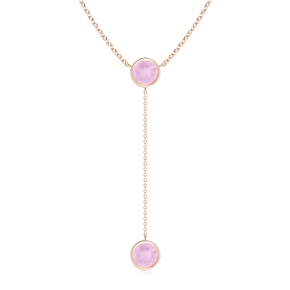 7mm AAAA Bezel-Set Round Rose Quartz Lariat Style Necklace in Rose Gold