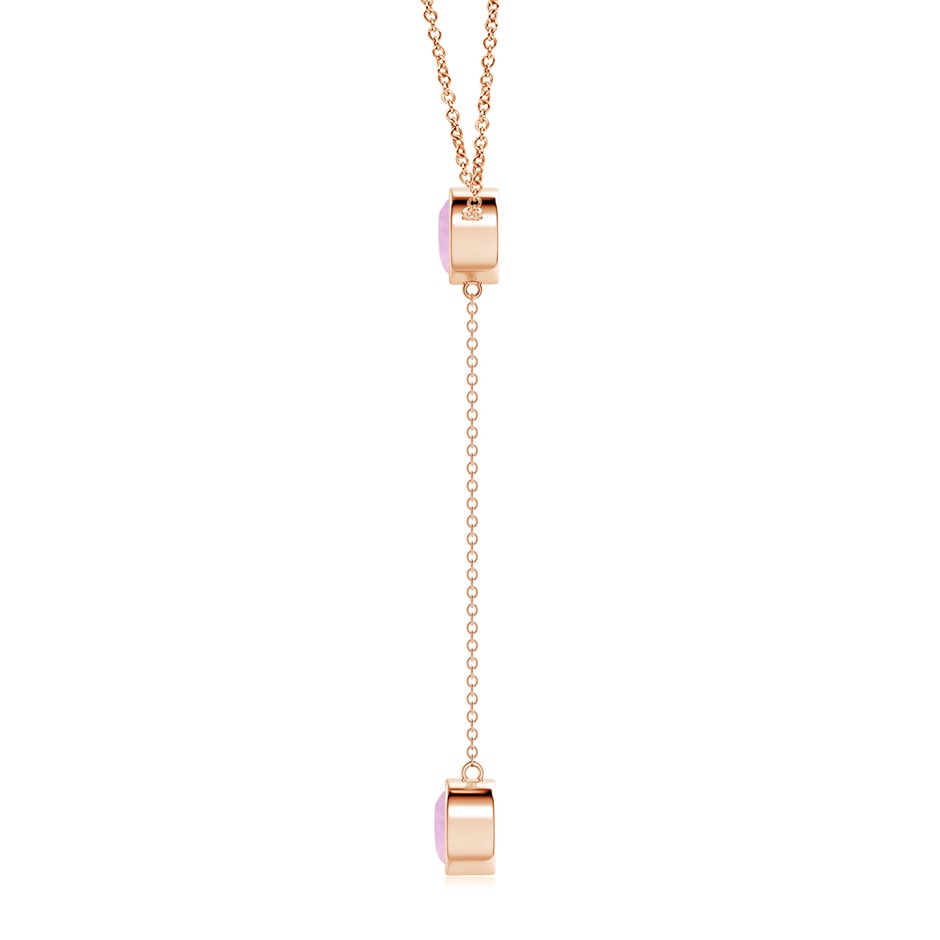 7mm AAAA Bezel-Set Round Rose Quartz Lariat Style Necklace in Rose Gold side 1