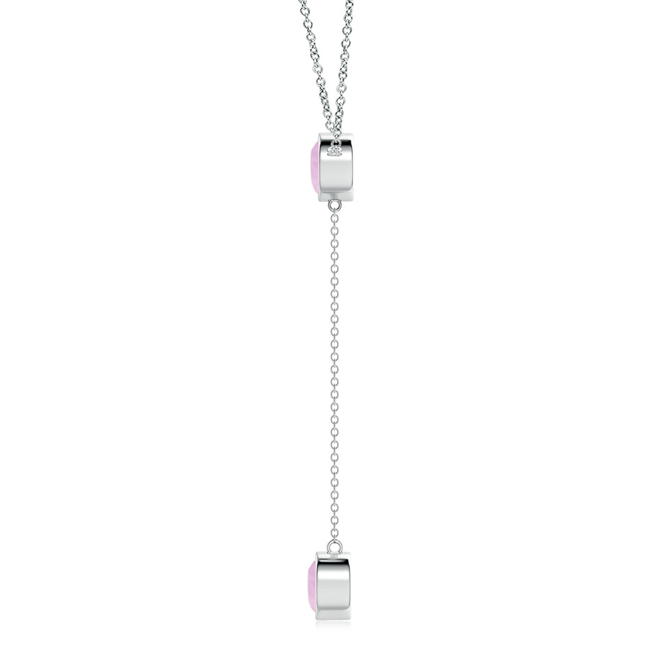 7mm AAAA Bezel-Set Round Rose Quartz Lariat Style Necklace in White Gold side 1