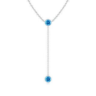 5mm AAAA Bezel-Set Round Swiss Blue Topaz Lariat Style Necklace in P950 Platinum