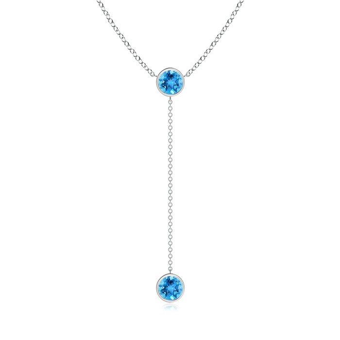 6mm AAA Bezel-Set Round Swiss Blue Topaz Lariat Style Necklace in White Gold