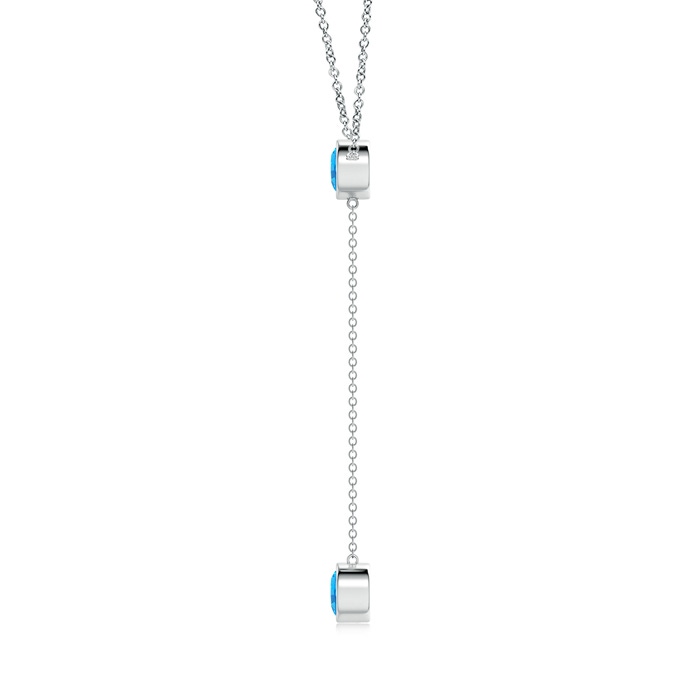6mm AAA Bezel-Set Round Swiss Blue Topaz Lariat Style Necklace in White Gold Product Image