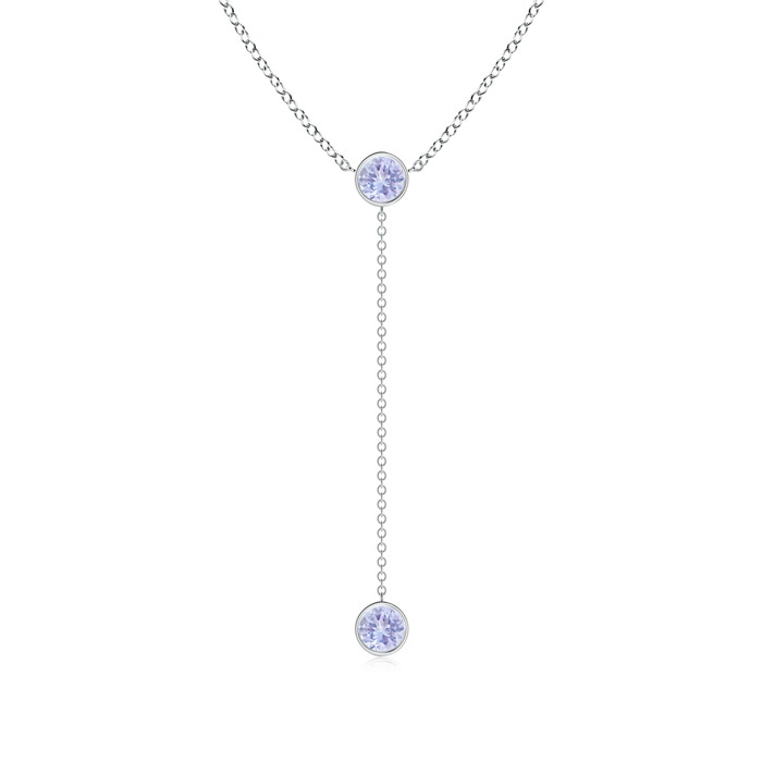 5mm A Bezel-Set Round Tanzanite Lariat Style Necklace in P950 Platinum 