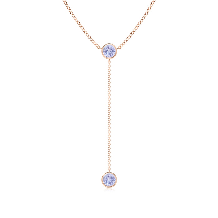 5mm A Bezel-Set Round Tanzanite Lariat Style Necklace in Rose Gold 