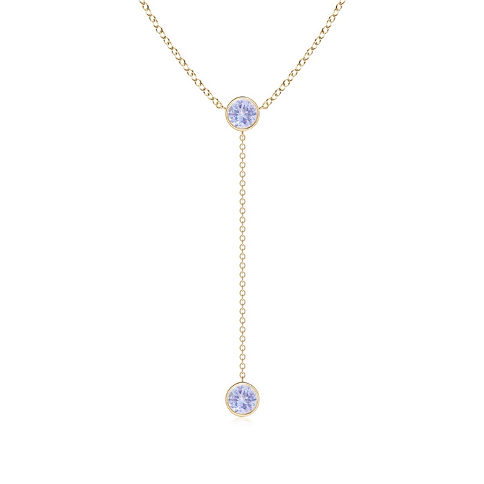 5mm A Bezel-Set Round Tanzanite Lariat Style Necklace in Yellow Gold 
