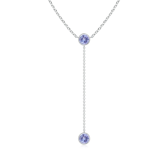 5mm AA Bezel-Set Round Tanzanite Lariat Style Necklace in P950 Platinum 