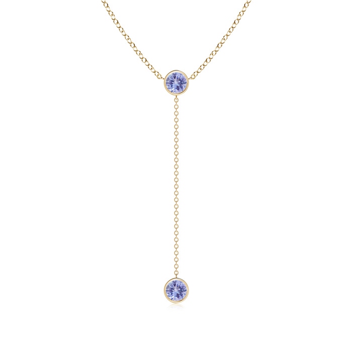 5mm AA Bezel-Set Round Tanzanite Lariat Style Necklace in Yellow Gold 
