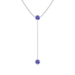 5mm AAA Bezel-Set Round Tanzanite Lariat Style Necklace in 9K White Gold