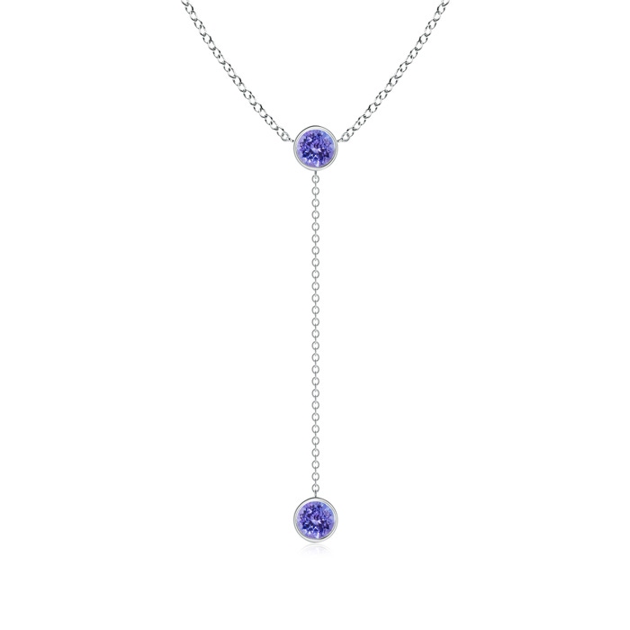 5mm AAA Bezel-Set Round Tanzanite Lariat Style Necklace in White Gold 