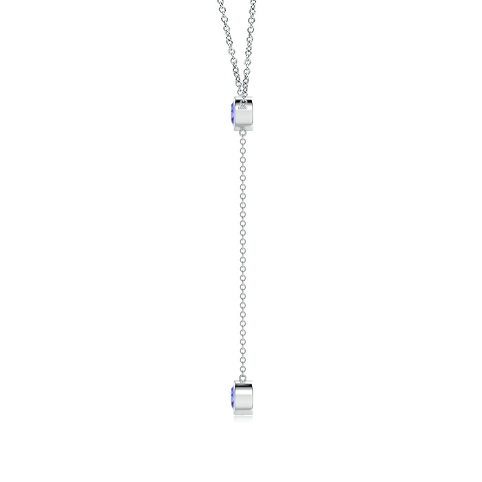 5mm AAA Bezel-Set Round Tanzanite Lariat Style Necklace in White Gold product image