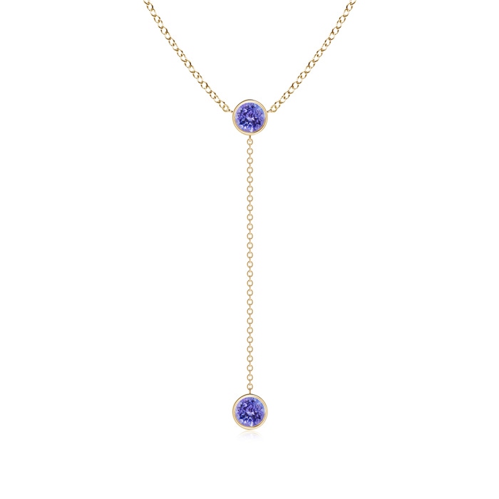 5mm AAA Bezel-Set Round Tanzanite Lariat Style Necklace in Yellow Gold 