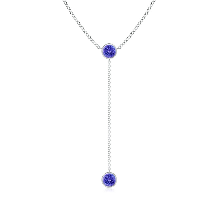 5mm AAAA Bezel-Set Round Tanzanite Lariat Style Necklace in P950 Platinum