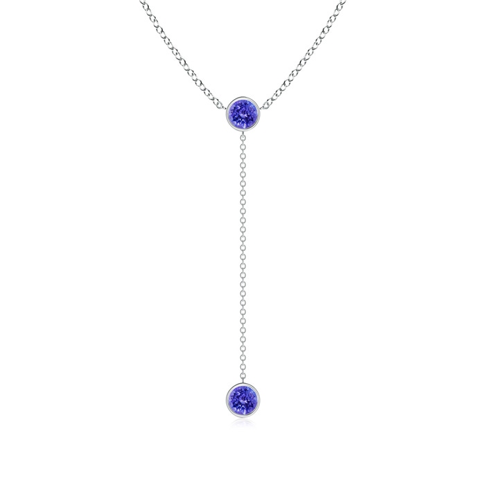 5mm AAAA Bezel-Set Round Tanzanite Lariat Style Necklace in P950 Platinum 