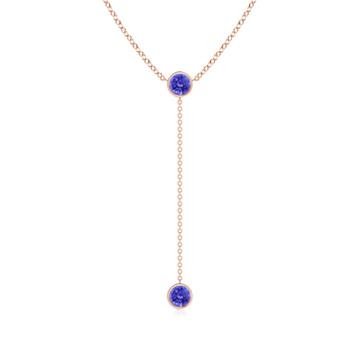 5mm AAAA Bezel-Set Round Tanzanite Lariat Style Necklace in Rose Gold 