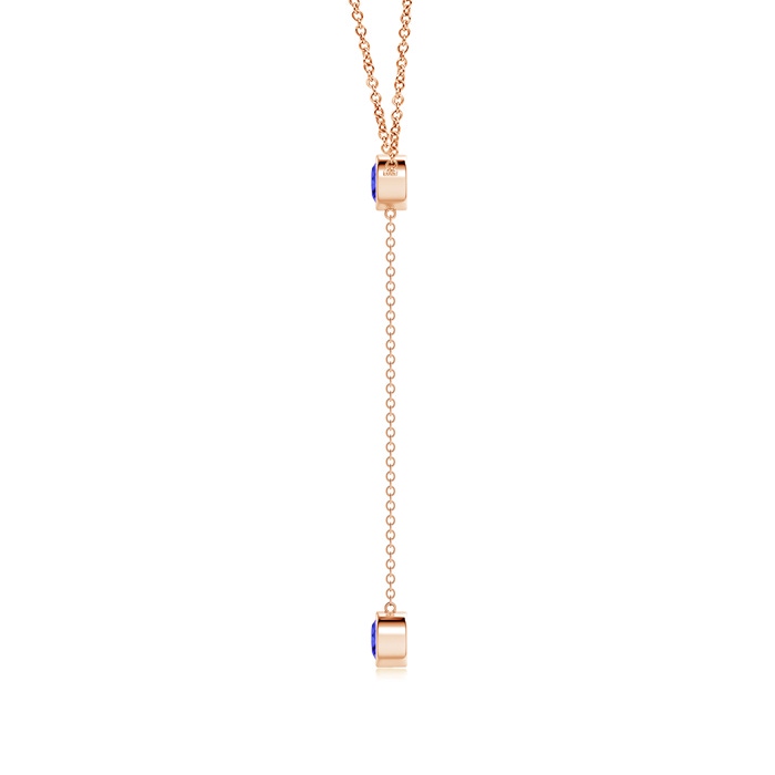 5mm AAAA Bezel-Set Round Tanzanite Lariat Style Necklace in Rose Gold product image
