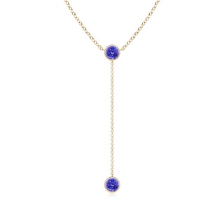 5mm AAAA Bezel-Set Round Tanzanite Lariat Style Necklace in Yellow Gold