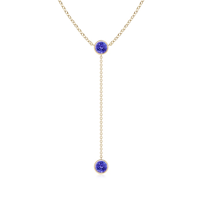 5mm AAAA Bezel-Set Round Tanzanite Lariat Style Necklace in Yellow Gold 