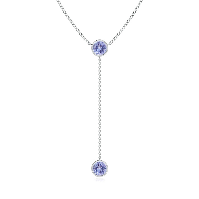 6mm A Bezel-Set Round Tanzanite Lariat Style Necklace in P950 Platinum 