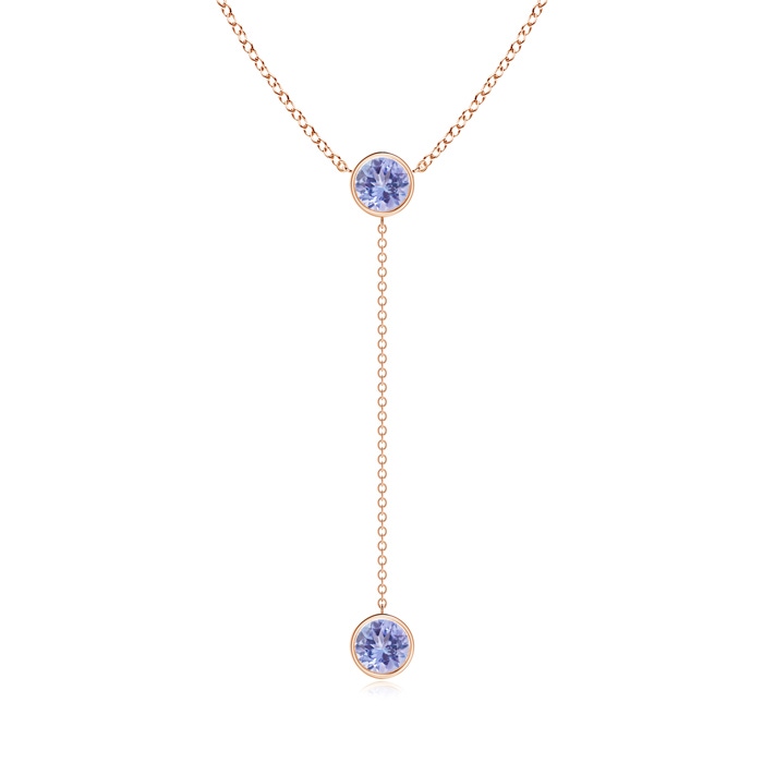 6mm A Bezel-Set Round Tanzanite Lariat Style Necklace in Rose Gold 