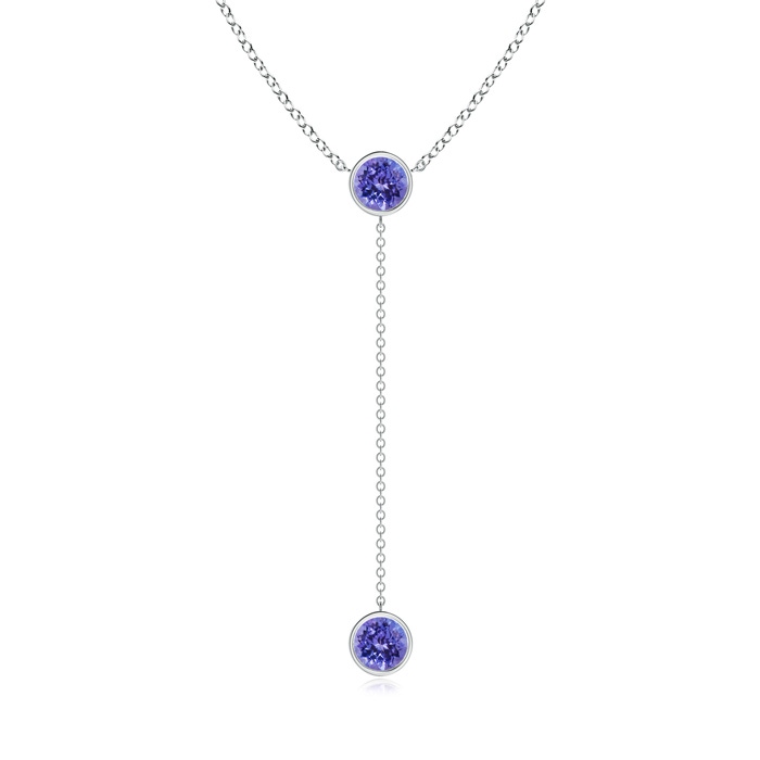 6mm AA Bezel-Set Round Tanzanite Lariat Style Necklace in White Gold 