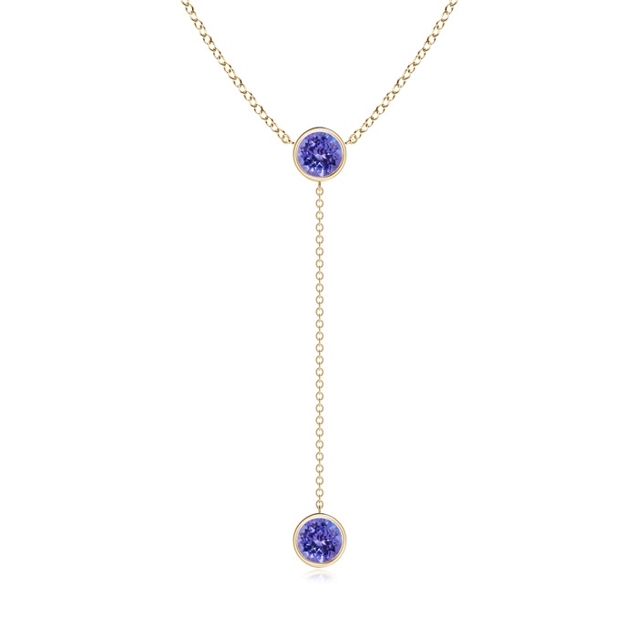 6mm AA Bezel-Set Round Tanzanite Lariat Style Necklace in Yellow Gold 