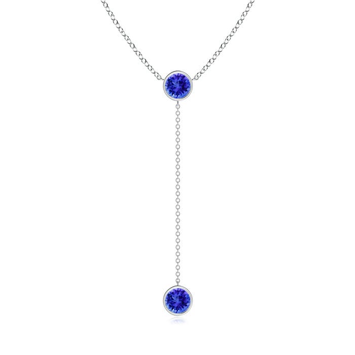 6mm AAA Bezel-Set Round Tanzanite Lariat Style Necklace in P950 Platinum