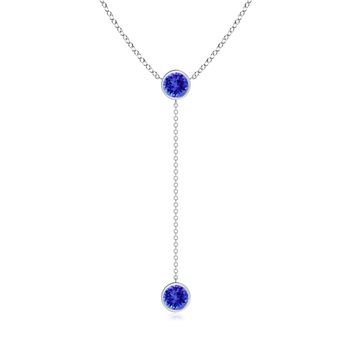 6mm AAA Bezel-Set Round Tanzanite Lariat Style Necklace in White Gold